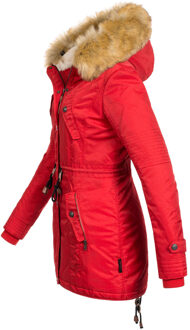 Dames Winterjas B399 – Warm, Waterafstotend & Met Afneembare Bontkraag Rood - XS