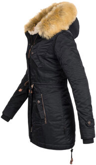 Dames Winterjas B399 – Warm, Waterafstotend & Met Afneembare Bontkraag Zwart - 2XL
