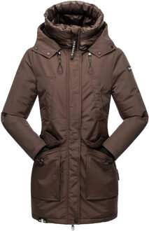 dames winterjas Blizzardstorm – Lang, Warm & Functioneel Bruin - M
