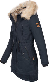 Dames Winterjas Bombi – Premium Collectie met Afneembare Bontkraag Blauw - XS