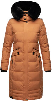 Dames Winterjas Fahmiyaa – Lang, Warm & Functioneel met Capuchon Bruin - XL