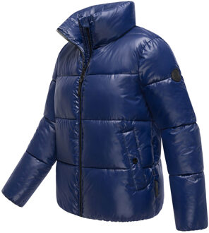 dames winterjas Hazalee in puffer-stijl met glanzende look Blauw - XL
