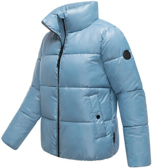dames winterjas Hazalee in puffer-stijl met glanzende look Blauw