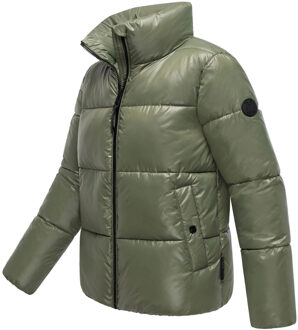 dames winterjas Hazalee in puffer-stijl met glanzende look Groen - 2XL