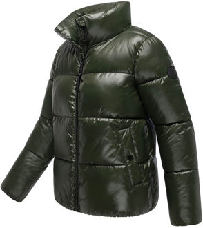 dames winterjas Hazalee in puffer-stijl met glanzende look Groen - 2XL