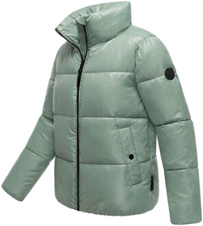 dames winterjas Hazalee in puffer-stijl met glanzende look Groen