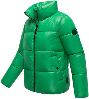 dames winterjas Hazalee in puffer-stijl met glanzende look Groen