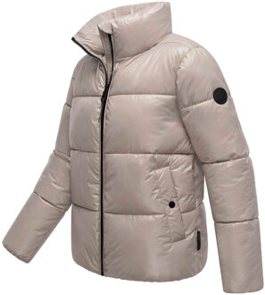 dames winterjas Hazalee in puffer-stijl met glanzende look - maat Beige