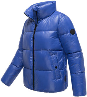 dames winterjas Hazalee in puffer-stijl met glanzende look - maat Blauw