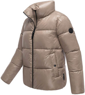 dames winterjas Hazalee in puffer-stijl met glanzende look - maat Grijs