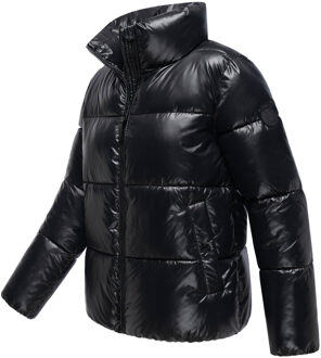 dames winterjas Hazalee in puffer-stijl met glanzende look - maat Zwart