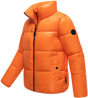 dames winterjas Hazalee in puffer-stijl met glanzende look Oranje