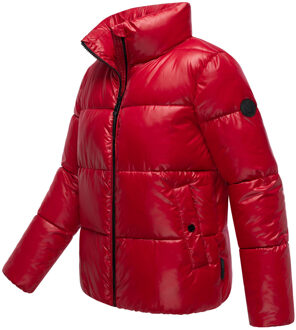 dames winterjas Hazalee in puffer-stijl met glanzende look Rood - XL