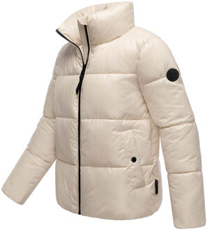 dames winterjas Hazalee in puffer-stijl met glanzende look Wit - S