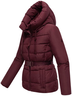 dames winterjas Himee met tailleceintuur & magneetzakken Rood - L
