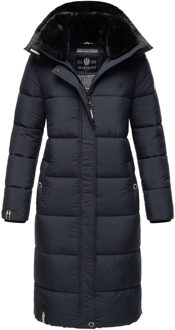 dames winterjas – Lange gewatteerde jas met afneembare capuchon Blauw