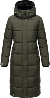 dames winterjas – Lange gewatteerde jas met afneembare capuchon Groen - 3XL