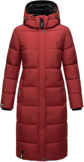 dames winterjas – Lange gewatteerde jas met afneembare capuchon - maat 2XL Rood