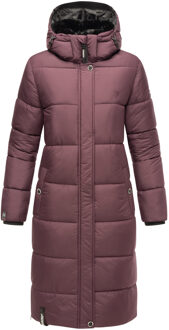 dames winterjas – Lange gewatteerde jas met afneembare capuchon - maat 3XL Lila