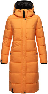 dames winterjas – Lange gewatteerde jas met afneembare capuchon Oranje - XS