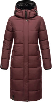 dames winterjas – Lange gewatteerde jas met afneembare capuchon Rood