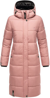 dames winterjas – Lange gewatteerde jas met afneembare capuchon Rosé