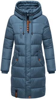 dames winterjas – Lange gewatteerde jas met capuchon & zakken Blauw