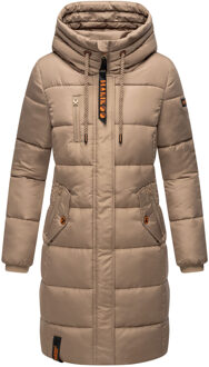 dames winterjas – Lange gewatteerde jas met capuchon & zakken Grijs - 2XL