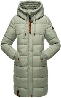 dames winterjas – Lange gewatteerde jas met capuchon & zakken Groen - 2XL
