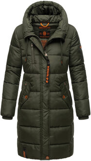 dames winterjas – Lange gewatteerde jas met capuchon & zakken - maat Groen