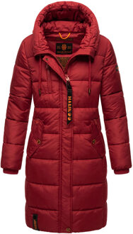 dames winterjas – Lange gewatteerde jas met capuchon & zakken - maat Rood