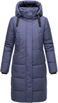 dames winterjas Laryaa – lang, warm & met afneembare capuchon - maat Blauw