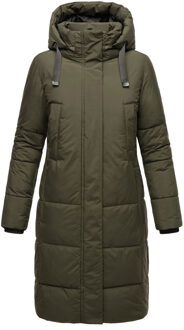 dames winterjas Laryaa – lang, warm & met afneembare capuchon - maat Groen