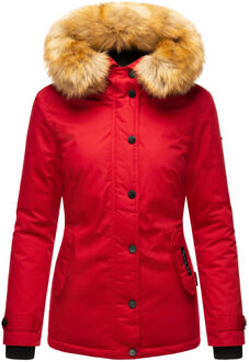 Dames Winterjas Laura – Warm, Stijlvol & Met Afneembare Bontkraag Rood
