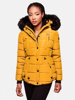 dames winterjas Lotusblüte met teddyvoering & imitatiebontkraag Geel - S