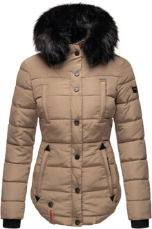 dames winterjas Lotusblüte met teddyvoering & imitatiebontkraag Grijs - XS