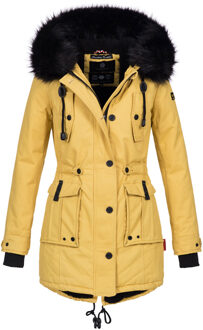 Dames Winterjas Luluna – Met Teddyfleece & Afneembare Bontkraag Geel - S