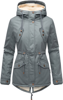dames winterjas Manolya met katoenen buitenstof & teddyvoering Blauw - L