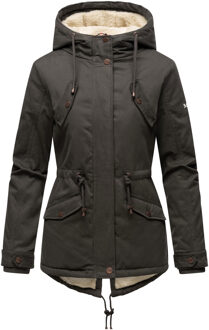 dames winterjas Manolya met katoenen buitenstof & teddyvoering Grijs - L