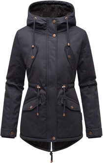 dames winterjas Manolya met katoenen buitenstof & teddyvoering - maat Blauw