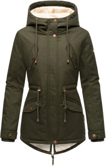 dames winterjas Manolya met katoenen buitenstof & teddyvoering - maat Groen