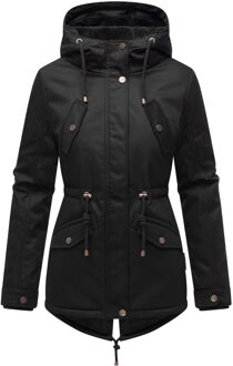dames winterjas Manolya met katoenen buitenstof & teddyvoering Zwart - 2XL