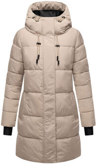 dames winterjas met capuchon & fleecevoering – Kaituu Taupe - 4XL