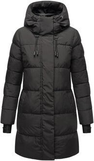 dames winterjas met capuchon & fleecevoering – Kaituu Zwart - 5XL