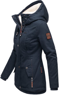 dames winterjas met teddyfleece voering & capuchon Blauw - 3XL