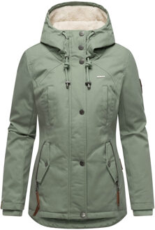 dames winterjas met teddyfleece voering & capuchon Blauw - L