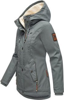 dames winterjas met teddyfleece voering & capuchon Blauw - XL