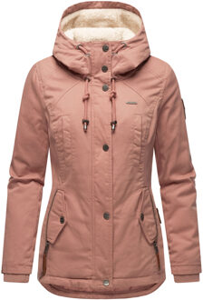 dames winterjas met teddyfleece voering & capuchon Bruin