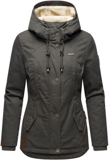 dames winterjas met teddyfleece voering & capuchon Grijs - L