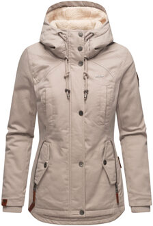 dames winterjas met teddyfleece voering & capuchon Grijs